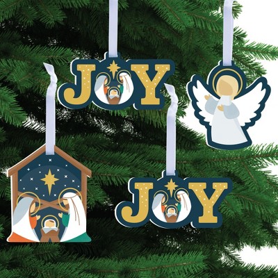 Big Dot of Happiness Holy Nativity - Manger Scene Religious Christmas Decorations - Christmas Tree Ornaments - Set of 12