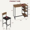Bar Table Set, Upholstered Counter Stools 3 Tier Storage Shelves Steel, 300LB Capacity, for Apartments, Small Kitchens, Breakfast Nooks, Space Saving - 2 of 4