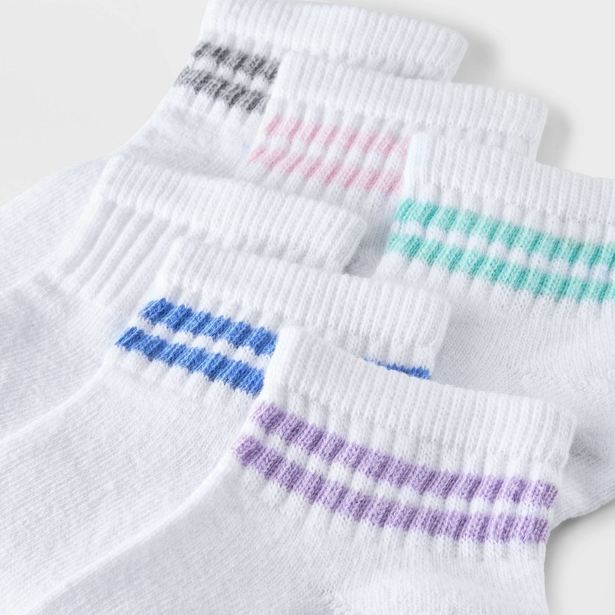 Girls' 10pk Ankle Striped Socks - Cat & Jack™ - thumbnail 3