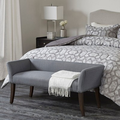 NicBex 49.5" Welborn Ottoman Bench with Nailhead Trim,Polyester Upholstered End of Bed Bench,Accent Bench for Bedroom & Living Room,Bedroom Furniture