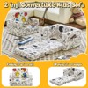Kids Bean Bag Sofa Couch Reading Chair With Children Friendly Handle For Easy Movement & Double Pockets For Good Storage, Graffiti Flocking Sofa - 3 of 4