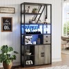Farmhouse Bakers Rack w/Power Outlet & LED Light - Microwave Stand w/Wine Rack for Kitchen/Dining Room - 4 of 4