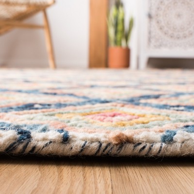 Ivory and Navy Hand-Tufted Wool Rectangular Area Rug, 3' x 5'