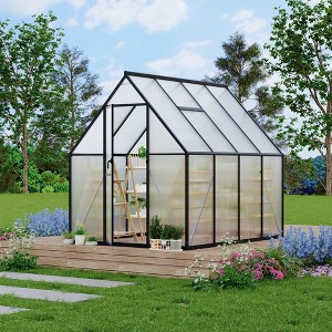 Aluminum-Framed Polycarbonate Greenhouse, Heavy Duty Polycarbonate Greenhouse with Roof Vent, Large Enhanced Aluminum Greenhouse Kit - 1 of 4