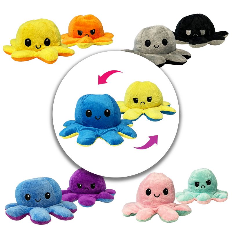 Link Moody Reversible Emotion Octopus Plushie Sad/Happy Express Your Emotions Moody Plush Toy Sensory Fidget Toy for Stress Relief, 4 of 5