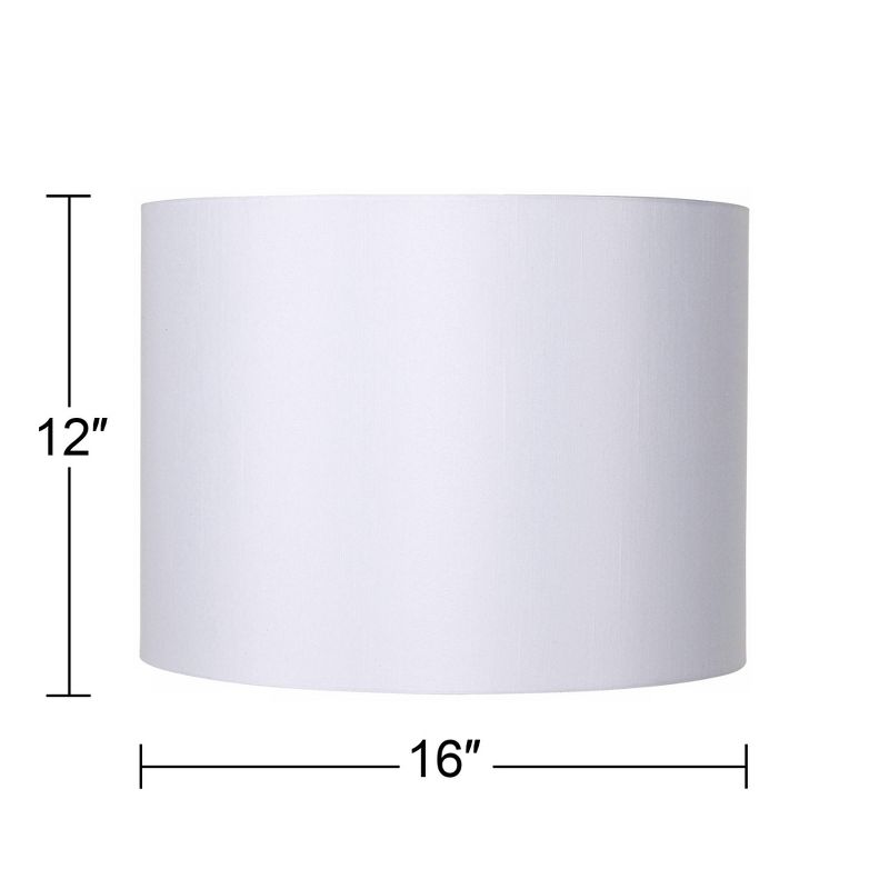 Springcrest White Hardback Medium Drum Lamp Shade 16" Top x 16" Bottom x 12" High (Spider) Replacement with Harp and Finial, 5 of 9