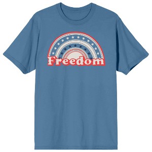 Americana Freedom Rainbow Crew Neck Short Sleeve Blue Fog Men's T-shirt - 1 of 2