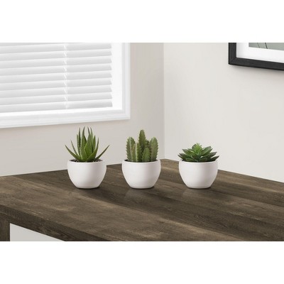 NicBex Set of 3 Succulent in Cement Pots, 6"H Faux Fake Plants Artificial Plants Indoor, Tabletop Greenery for Desk, Shelf & Windowsill Decor