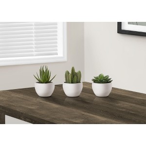 NicBex Set of 3 Succulent in Cement Pots, 6"H Faux Fake Plants Artificial Plants Indoor, Tabletop Greenery for Desk, Shelf & Windowsill Decor - 1 of 4