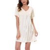 cheibear Women's Short Sleeve Mini length Striped Pajama Dress - 2 of 4
