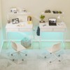 Pinmoco 32 inch Writing Desk with 2 Fabric Drawers& RGB LED Light, Small Computer Desk Vanity Desk with Hanging Hook for Small Spaces - 2 of 4