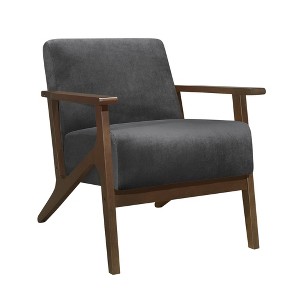Velvet Upholstered Accent Chair with Solid Wood Frame and Cushioned Seat and Back for Living Room - 1 of 4