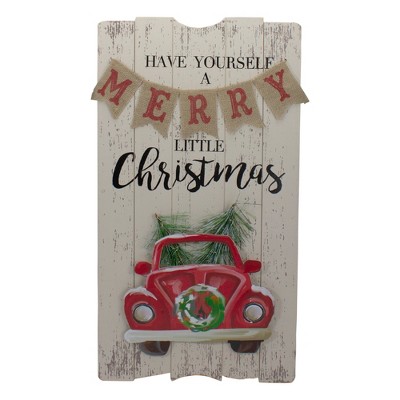 Northlight 24-Inch Lighted Merry Little Christmas Vintage Red Truck Wall Sign