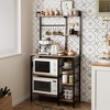 Bakers Rack Microwave Stand with Power Outlet, Led Lights & Wire Basket, Kitchen Rack with 10 S-shaped Hooks, Utility Storage Shelf Rack - 2 of 4