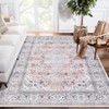 2 x 6 ft Polyester Imitation  Green Brown Rectangular Hallway Bathroom Entryway Kitchen Office Foldable Flower Printed  Washable Area - 2 of 4