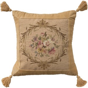Mina Victory Vintage Framed Floral 19" x 19" Beige Indoor Throw Pillow - 1 of 4