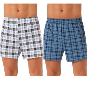 INSPIRE CHIC Men's 2 Pack Classic Plaid Pattern Boxer Shorts - 1 of 4
