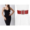INSPIRE CHIC Women's Stretchy Faux Leather Rhinestone Buckle Wide Elastic Belts Waistband - 4 of 4