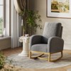 CuisinSmart Rocking Chair Nursery, Comfy Lambswool Upholstered, Modern Rocking Accent Chair with Side Storage Pockets for Living Room Bedroom - 3 of 4