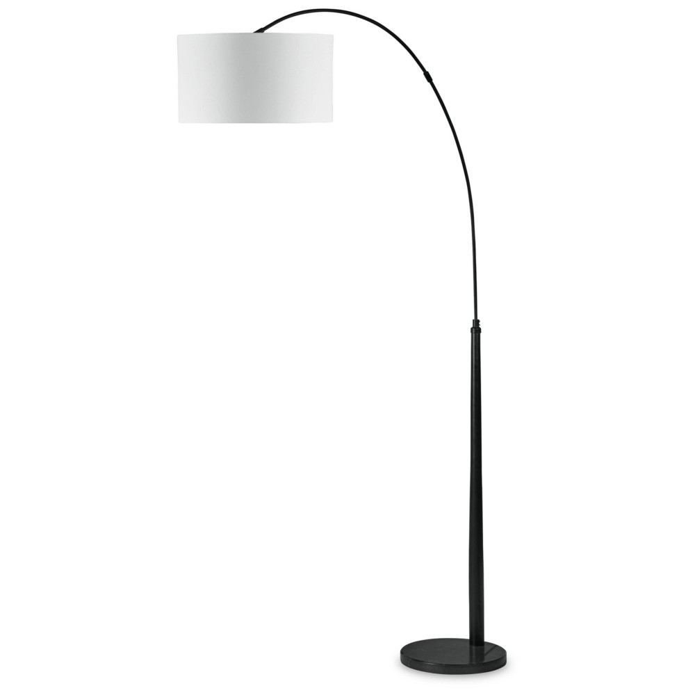 Signature Design by Ashley Veergate Arc Floor Lamp Black/White: Contemporary Overhanging Light for Living Room