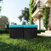 FIONECA All-Weather Outdoor Ottoman with Storage ¨C PE Wicker Patio Footstool, Blue - 2 of 4