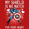 Girl's Marvel Captain America No Shield For Your Heart T-Shirt - 2 of 4