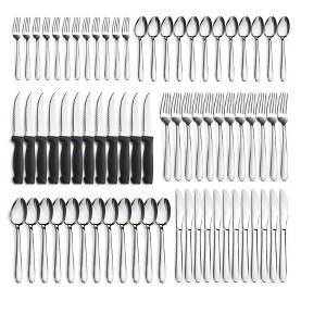 Aoibox 72-Piece Silverware Set for 12 with Steak Knives, Stainless Steel Cutlery Set Includes Forks, Spoons,Knives,Dishwasher Safe for Home&Restaurant - 1 of 4
