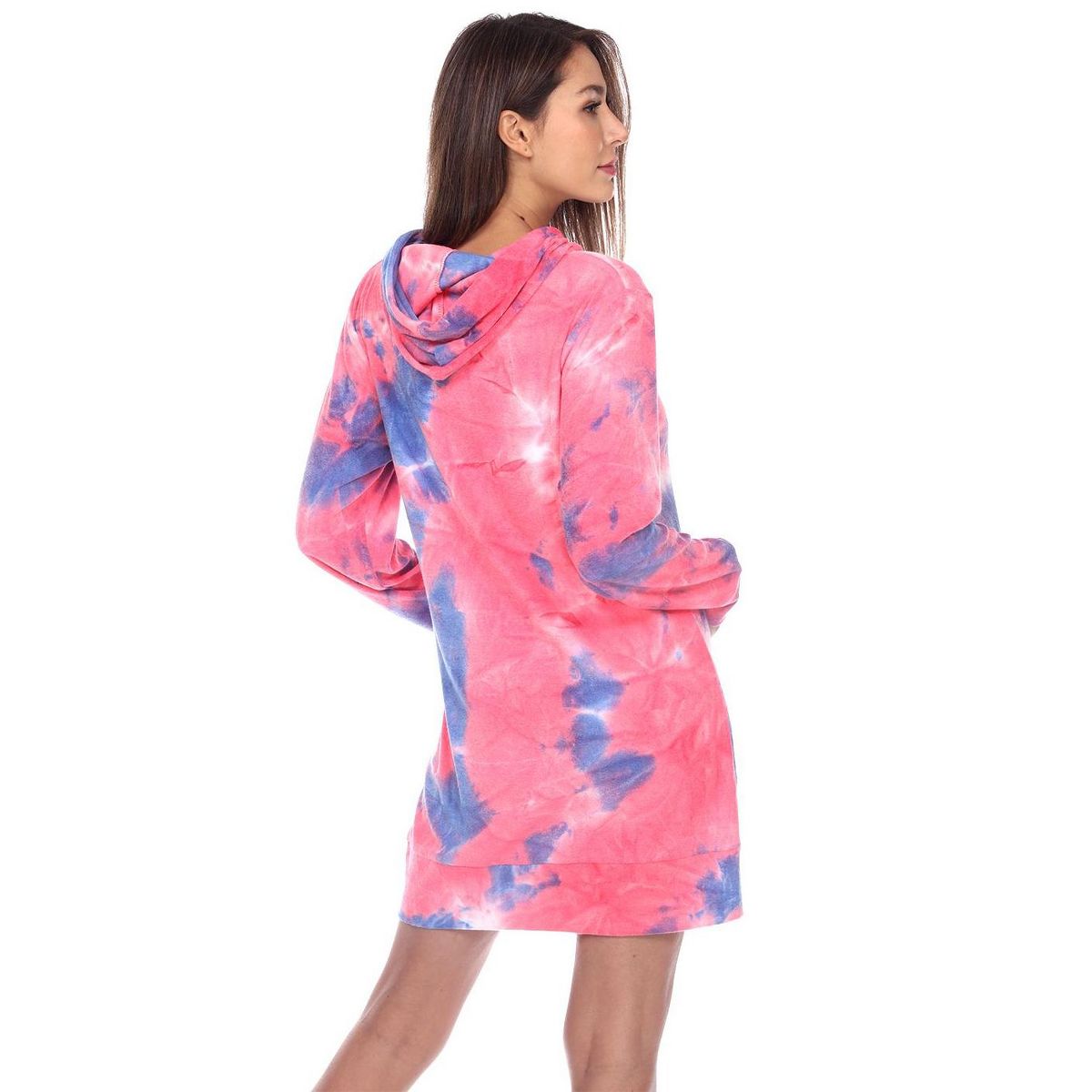 Women's Tie-Dye Hoodie Sweatshirt Dress - White Mark - thumbnail 6