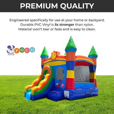 Rainbow Smiley Face Inflatable Bounce House with Slide