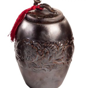 Slickblue Brown/Maroon Ceramic Storage Jar with Tassel Lid, 4.25x6.25 in for Kitchen Use - 1 of 2