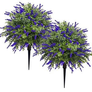 EcoSummer Artificial Lavender Plant with Stake 2PCS, Faux Purple Flower Bush for Indoor Outdoor Decor. - 1 of 4