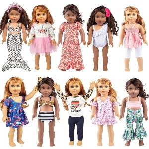 Doll Clothes, Compatible w 18" American Girl Dolls- 10 Different Outfits, 20pcs Total- Dresses, Bathing Suits, Hats, Hair Bands, Pants, Shirts - 1 of 4