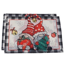 Unique Bargains Christmas Place Mats Flax Red White Green Black 11.8" x 17.7" 2 Pcs - 1 of 4