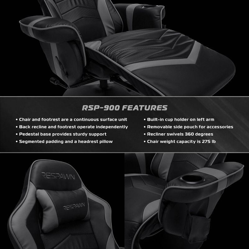 RESPAWN 900 Gaming Chair Recliner with Footrest, 6 of 15