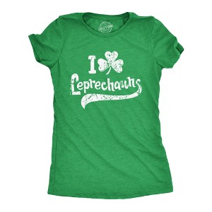 Womens I Clover Leprechauns T Shirt Funny Saint Patricks Day Irish Paddy Tee - Crazy Dog Women's T Shirt - 1 of 4