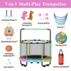 Hooseng 55" 7-in-1 Round Trampoline for Kids with Safety Enclosure Net, Indoor & Outdoor Toddler Trampoline with Adjustable Gymnastics Bar & Toys - 4 of 4