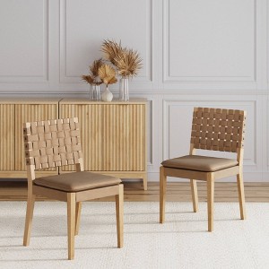 Nathan James Set of 2 Cohen Faux Leather Dining Chair Brown - 1 of 4