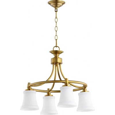 Quorum Lighting Rossington 4-Light Nook Pendant, Aged Brass, 21W x 18H, Dry Rated