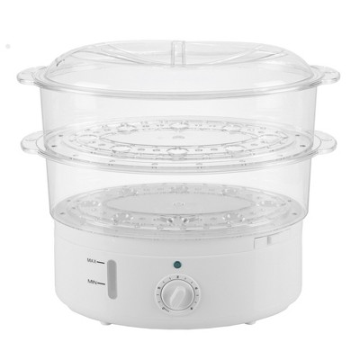 Hastings Home 6.3 Qt. Two Layer Electric Food Steamer With 16 Egg Slots, Rice Bowl, and Built-in Timer