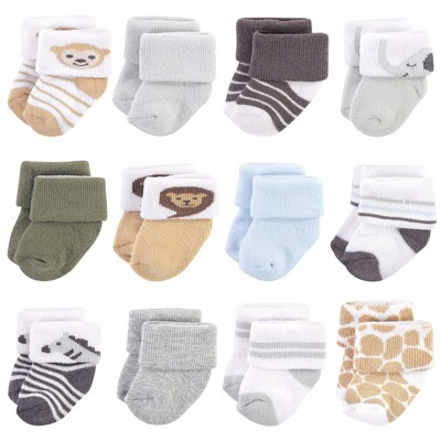 Hudson Baby Infant Boy Cotton Rich Newborn And Terry Socks, Boy Safari ...