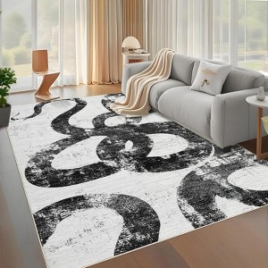 GOCAPTAIN Washable Area Rugs for Living Room, Abstract Soft Bedroom Rugs, Low Pile Non Slip Carpet, Non Shedding Ultra Thin Floor Cover, Snake Print - 1 of 4