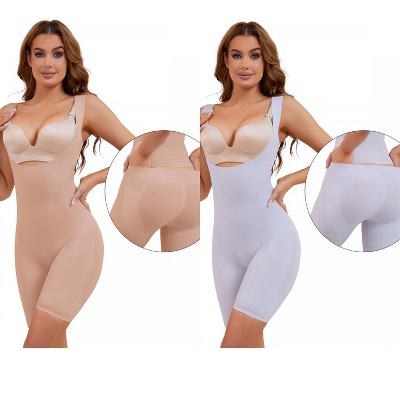 INSPIRE CHIC 2 Pcs Women's Butt Lifter Thigh Slimmers Bust Back Support Body Shapers