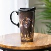 Ceramic Travel Cup, 17 OZ. ,w/box, Running Horses - 2 of 3