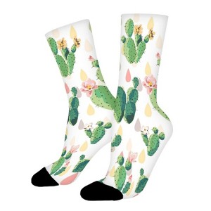 Cactus Women Printed Crew Socks Funny Funky Socks Soft Polyester Novelty Gifts for Artists Men - 1 of 1