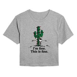 Women's - Peanuts - Im Fine Spike Cropped Graphic T-Shirt - 1 of 4