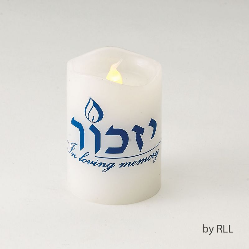 Rite Lite 2.75" Flickering Yizkor LED Flameless Memorial Candle - Clear/Blue, 1 of 2
