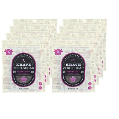 Krave Zero Sugar Sonoma Style BBQ Beef Cuts - Case of 8/2.1 oz