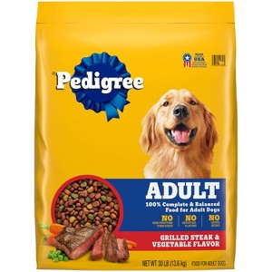 Pedigree Grilled Steak, Vegetable, Beef and Red Meat Flavor Adult Dry Dog Food - 30lbs - 1 of 4