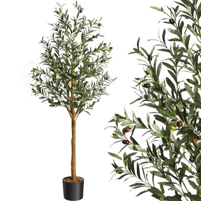 2pcs Artificial Olive Tree 4.25FT(51in) Tall Faux Silk Olive Trees