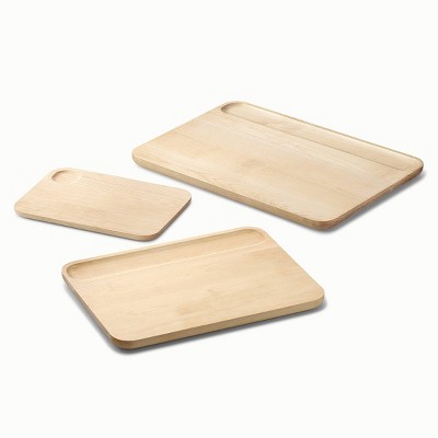 Birch Wood 4-Piece Cutting Board Set with Storage Rack
